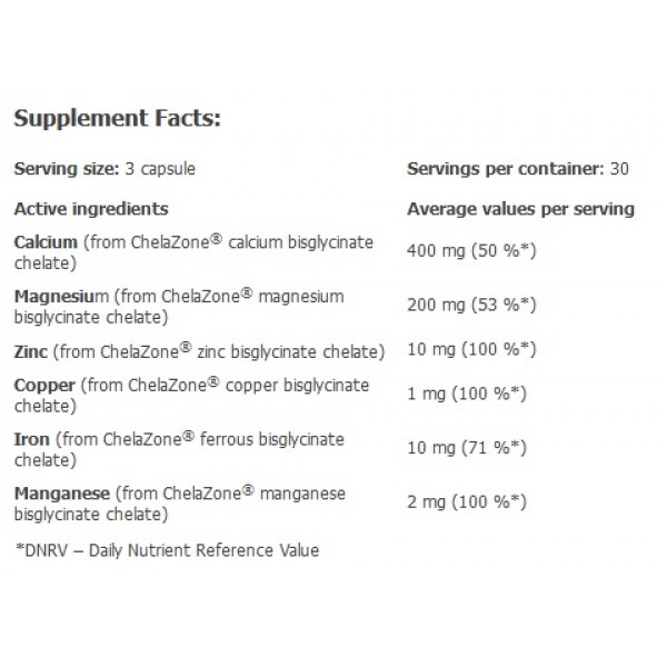 Минералы в хелатной форме, Amix, ChelaZone MultiChel Complete 6 Bisglycinate Chelate - 90 веган капс