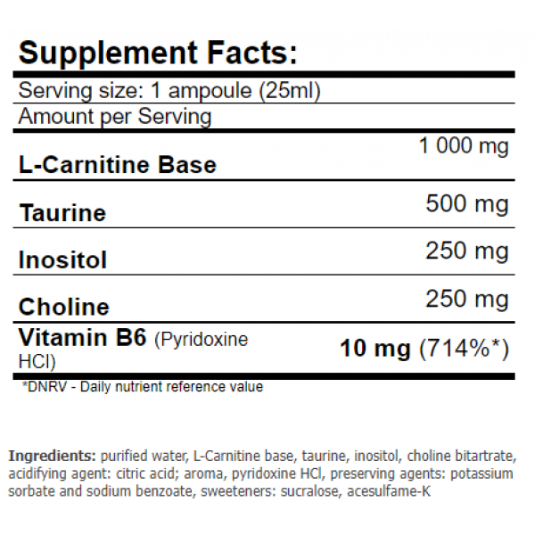 Л-карнитин в ампулах, Amix, CarniSlim Lipotropic - 20 ампул