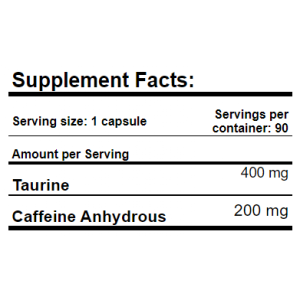 Кофеин + Таурин, Amix, Caffeine 200 мг with Taurine - 90 капс