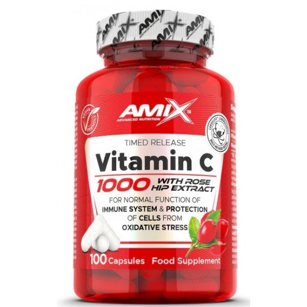 Витамин С + экстракт шиповника, Amix, C-Vitamin + Rose Hips 1000 мг - 100 капс