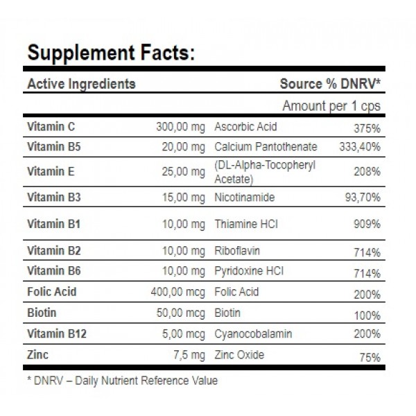 Комплекс витаминов группы В + Цинк, витамины С,Е, Amix, B-Complex + vit.C & vit.E - 90 капс