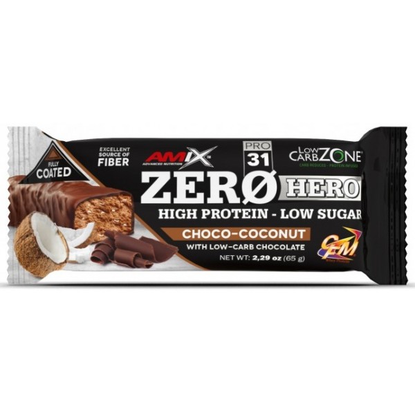 Протеиновый батончик без сахара, Amix, Low-Carb ZeroHero Protein Bar - 65 г