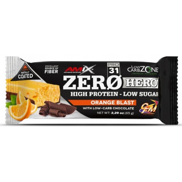 Протеїновий батончик без цукру, Amix, Low-Carb ZeroHero Protein Bar - 65 г