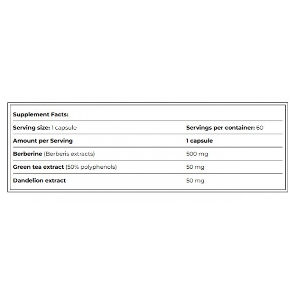 Берберин + антиоксиданты, Amix, AmixPro Berberine HCl with GreenTea & Dandelion - 60 веган капс