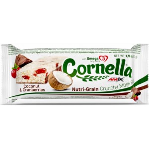 Батончик с мюслями, Amix, Cornella Crunchy Muesli Bar - 50 г - Кокос-Клюква