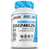 4 в 1: Д3 + К2, Магний, Цинк,, Amix, Performance Amix D3-K2-Mg-Zn - 90 веган капс