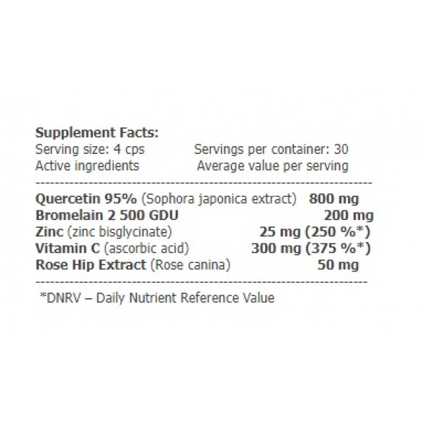 Кварцетин + Бромелайн, Витамин С, Цинк, Amix, GreenDay ProVegan Quercetin with Bromelain Plus - 120 веган капс