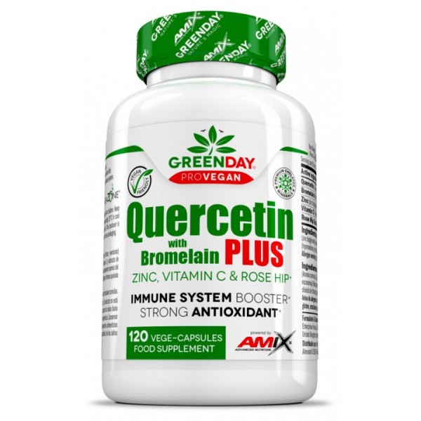 Кварцетин + Бромелайн, Витамин С, Цинк, Amix, GreenDay ProVegan Quercetin with Bromelain Plus - 120 веган капс