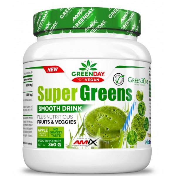 Комплекс вытяжек из фруктов и овощей, Amix, GreenDay Super Greens Smooth Drink - 360 г 