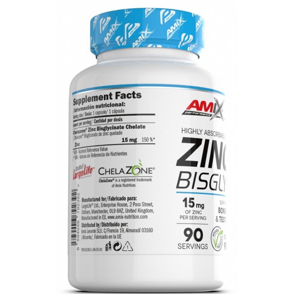 Цинк бісгліцинат, Amix, Performance Zinc Bisglycinate - 90 веган капс