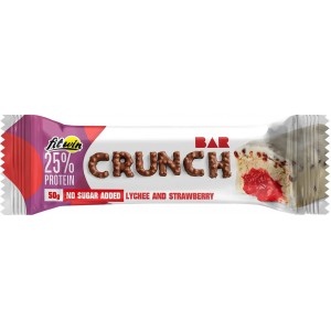 Низкоуглеводный батончик, FitWin, Crunch Bar 25% - 50 г - Личи-Клубника