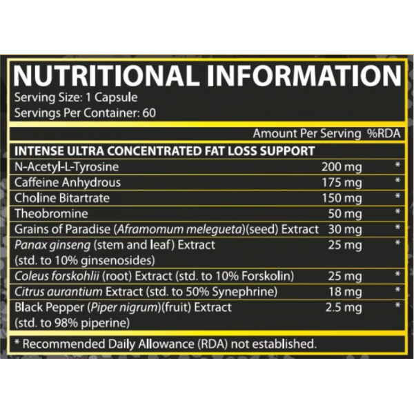 Комплекс для схуднення, Nutrex Research, Lipo-6 Black Intense Int UC - 60 капс