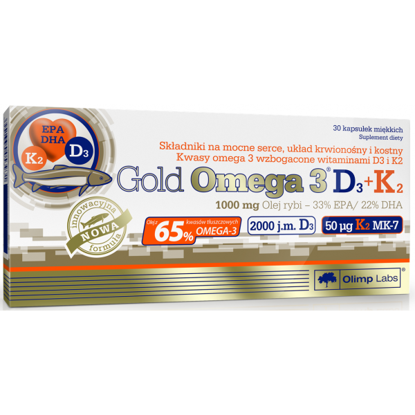 Жирные кислоты Омега-3 + Витамины Д3, К2, Olimp Labs, Gold Omega 3 D3+K2 - 30 гель капс