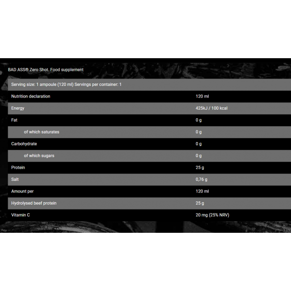Протеиновый шот, BAD ASS, Zero - 120 мл - фруктовий пунш 