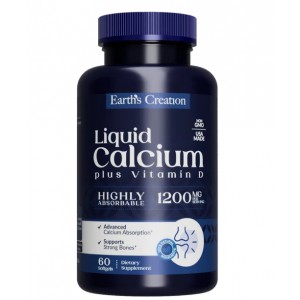 Кальций с витамином Д3, Earths Creation, Liquid Calcium 1200 Plus Vitamin D3 - 60 гель капс