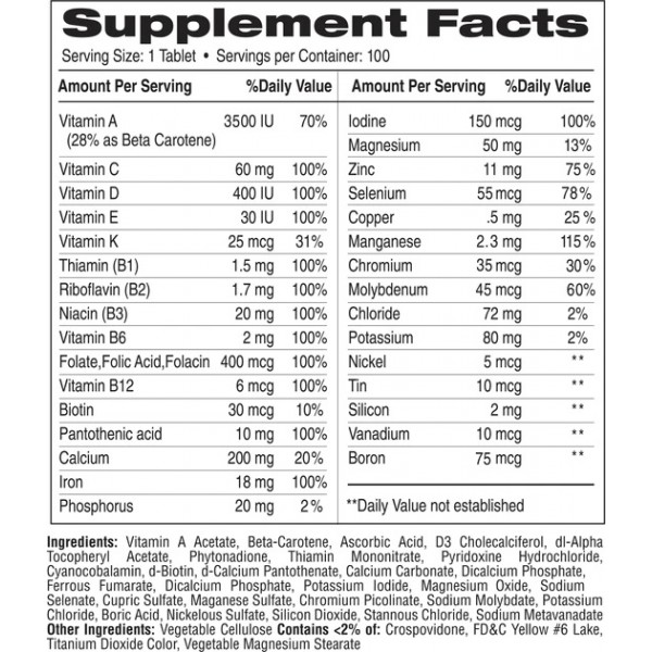 Витаминно-минеральный комплекс, Earths Creation, Multivitamin Century (A thru Z) - 100 таб