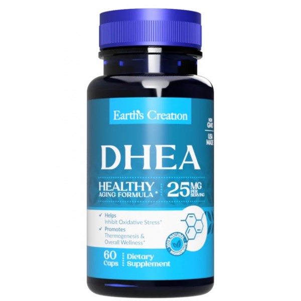 Дегидроэпиандростерон DHEA 25 мг, Earths Creation, DHEA 25 мг - 60 капс