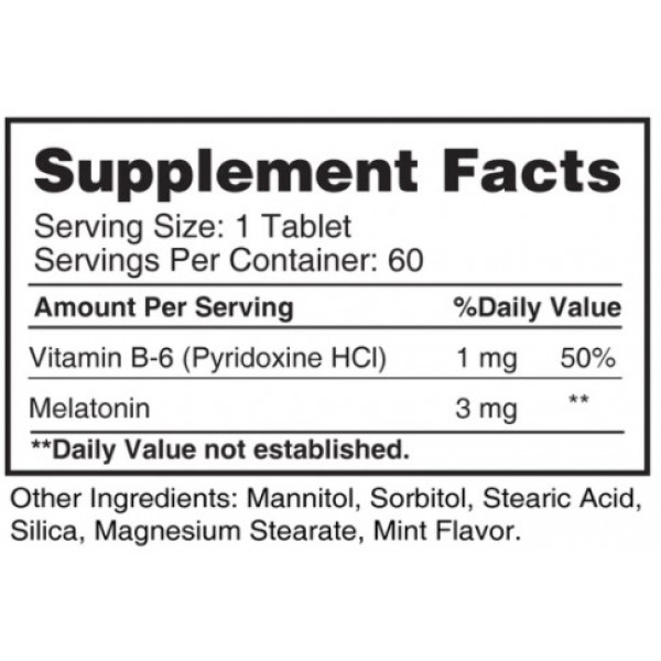 Мелатонин + Витамин В6, Earths Creation, Melatonin 3 mg with B-6 - 60 таб