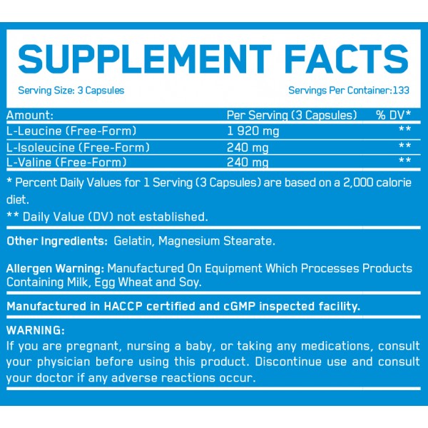 Аминокислоты ВСАА 8:1:1, Everbuild Nutrition, BCAA 8:1:1 800 мг – 400 капс