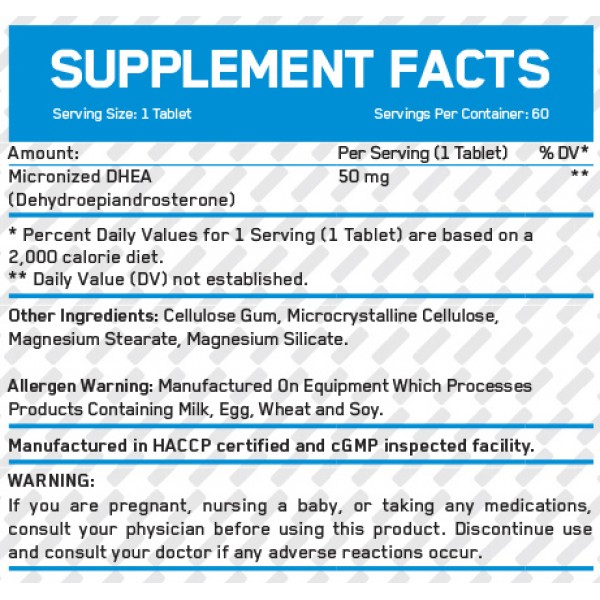 Дегідроепіандростерон, Everbuild Nutrition, DHEA 50 мг - 60 таб