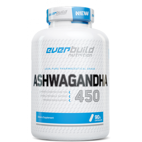 Ашваганда, контроль стресса, Everbuild Nutrition,  Ashwagandha 450 мг - 90  капс