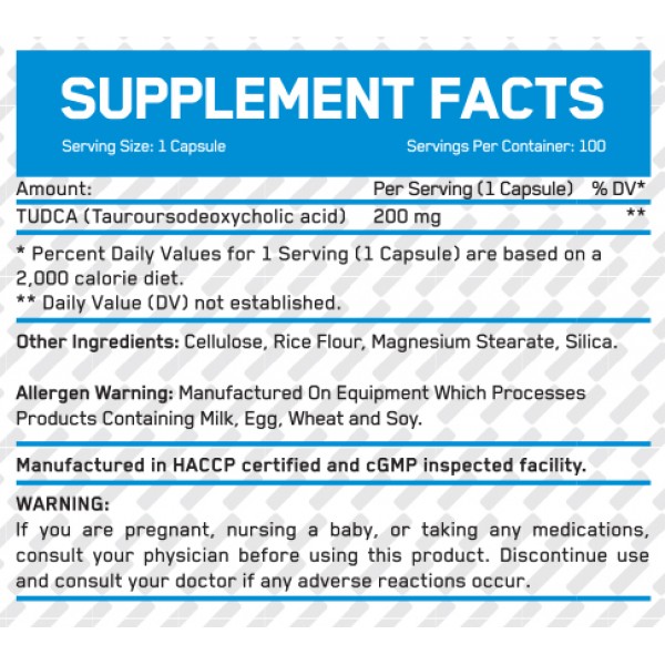 Тудка, мощный гепатопротектор, Everbuild Nutrition, Tudca 200 мг - 100 веган капс
