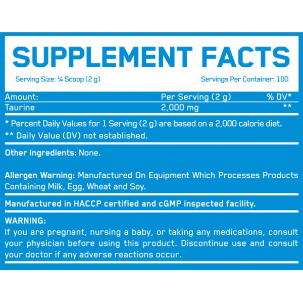 Таурин порошок, Everbuild Nutrition, Taurine 2000 - 200 г