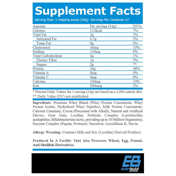 Протеїн концентрат сироватковий, Everbuild Nutrition, Ultra Premium Whey Protein Build - 454 г
