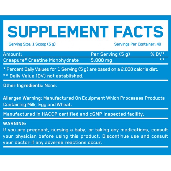 100% креатин моногидрат, Everbuild Nutrition, Creapure® Creatine Monohydrate 5000 - 200 г
