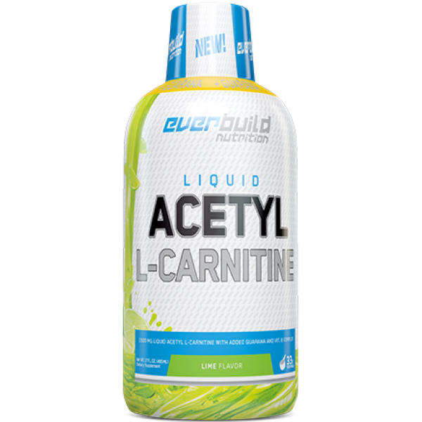 Л-карнітин ацетил з Гуараною, Everbuild Nutrition, Liquid Acetyl L-Carnitine + Guarana - 495 мл