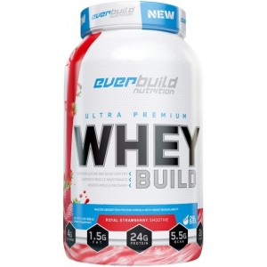 Сироватковий білок, Everbuild Nutrition, Ultra Premium Whey Protein Build - 908 г - Полуниця-Банан