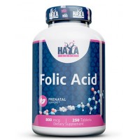 Фолиевая кислота (Витамин В9), Haya Labs, Folic Acid 800 мкг - 250 таб