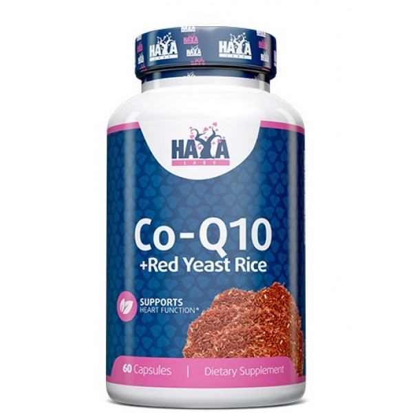 Коэнзим Q10 60 мг + Красный дрожжевой рис, Haya Labs, Co-Q10 60 мг & Red Yeast Rice 500 мг - 60 капс