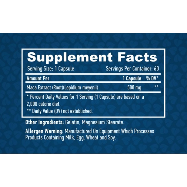 Экстракт Маки Перуанской, Haya Labs, Maca 500 мг - 60 капс