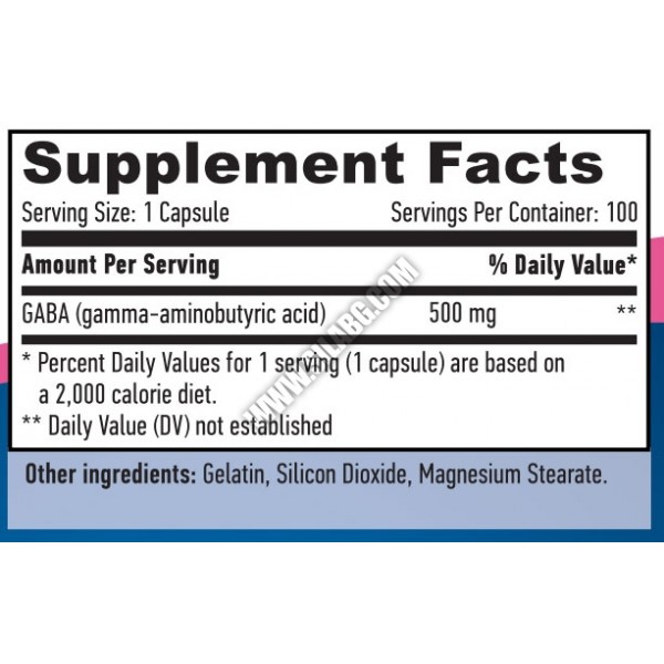 Гамма-аминомасляная кислота 500 мг, Haya Labs, Gaba 500 мг - 100 капс