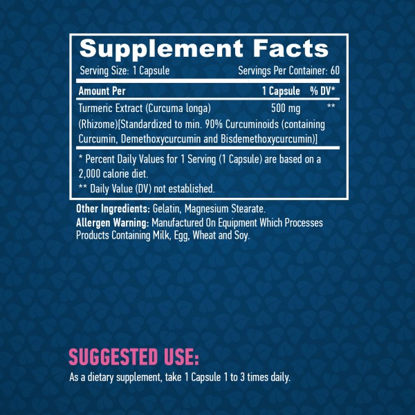 Куркума екстракт, Haya Labs, Curcumin /Turmeric Extract/ 500 мг - 60 капс