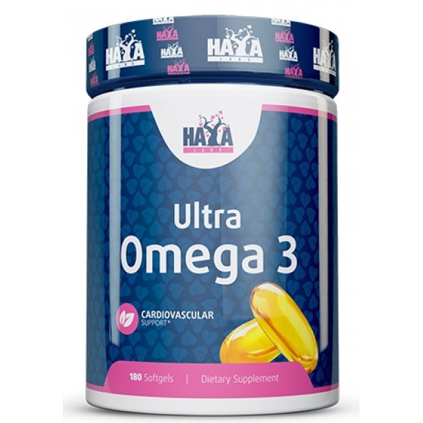 Высококонцентрированная Омега-3 (75%) из рибьего жира, Haya Labs, Ultra Omega 3 - 180 гель капс