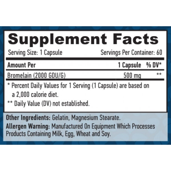 Бромелаин, Haya Labs, Bromelain 500 мг - 60 капс