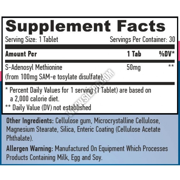 S-Аденозил-Метионин (SAMe) 50 мг, Haya Labs, SAMe 50 мг - 30 таб