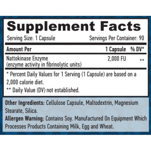 Наттокиназа (здоровье сердца), Haya Labs, Nattokinase 2000FU - 90 веган капс