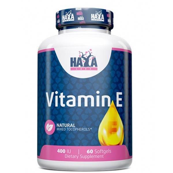 Витамин Е (альфа, бета, гамма и дельта токоферолы), Haya Labs, Vitamin E Mixed Tocopherols 400 IU - 60 гель капс