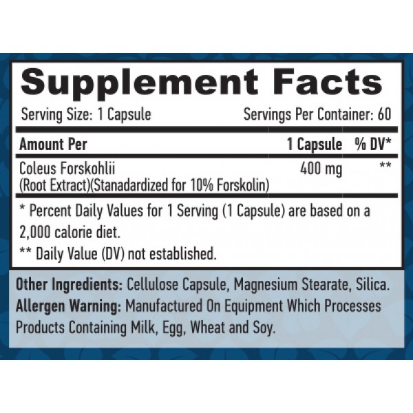 Колеус Форсколии (ускорение липолиза), Haya Labs, Coleus Forskohlii 400 мг - 60 веган капс