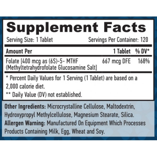 Метил Фолат, Haya Labs, Methyl Folate 400 мкг - 120 таб