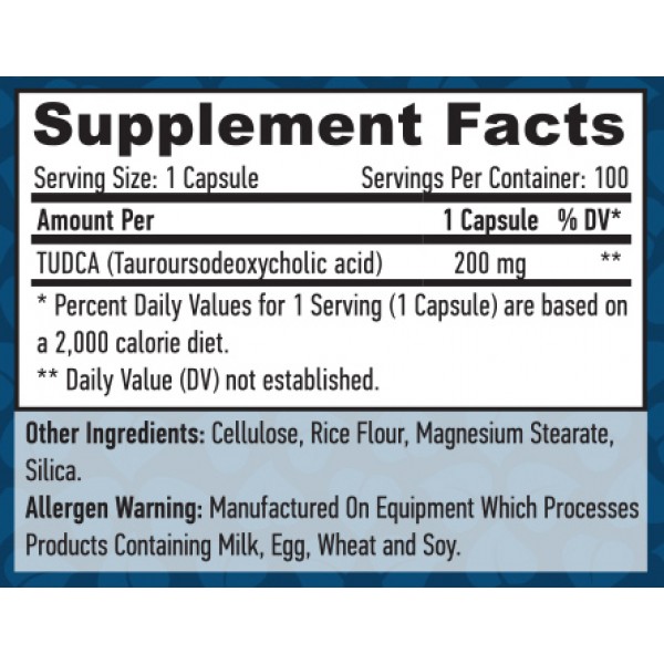 Тудка (Тауроурсодезоксихолевая кислота, TUDCA) Haya Labs 200 мг - 100 капс