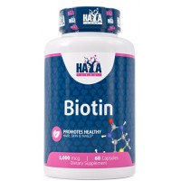 Біотин - вітамін для росту волосся, Haya Labs, Biotin 5000 мкг - 60 капс