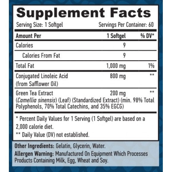 Конъюгированная линолевая кислота с зеленым чаем (ускоритель метаболизма), Haya Labs, CLA + Green Tea - 60 гель капс