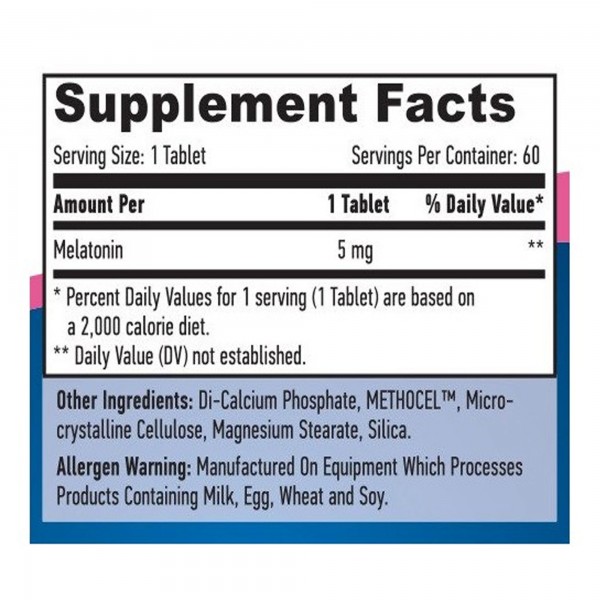 Мелатонин 5 мг (Формула с замедленным высвобождением), Haya Labs, Melatonin Time Release 5mg - 60 таб