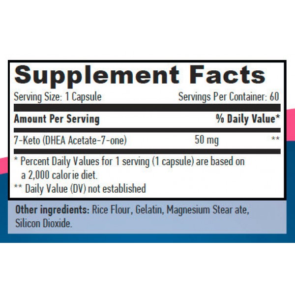 7-Кето Дегидроэпиандростерон (метаболит DHEA), Haya Labs, 7-KETO DHEA 50 мг - 60 капс