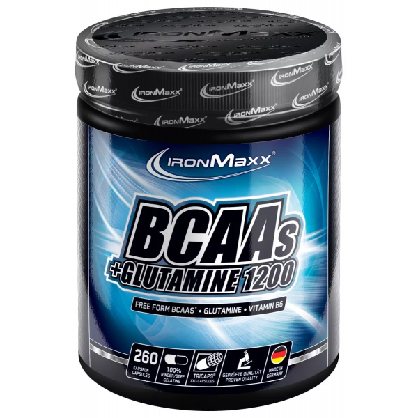 Аминокислоты ВСАА + Глютамин в капсулах, IronMaxx, BCAA´s + Glutamine 1200 - 260 капс