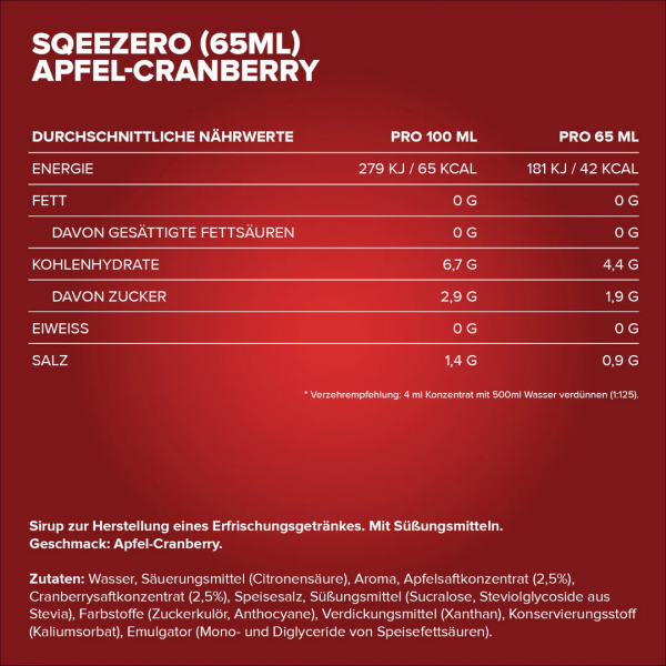 Концентрат (без цукру) для напоїв, IronMaxx, Squee Zero - 65 мл 